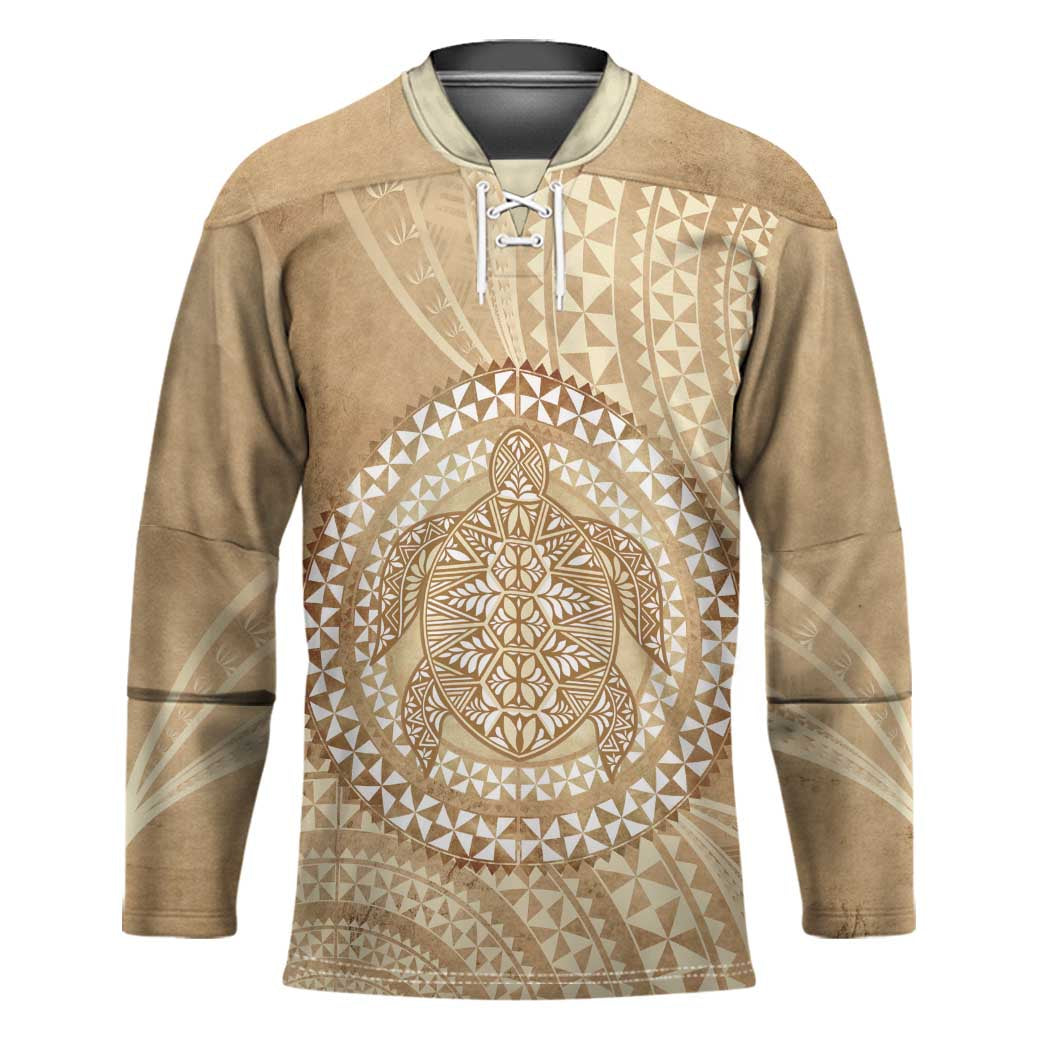 Tonga Ngatu Turtle Hockey Jersey Vintage Tongan Tapa Cloth