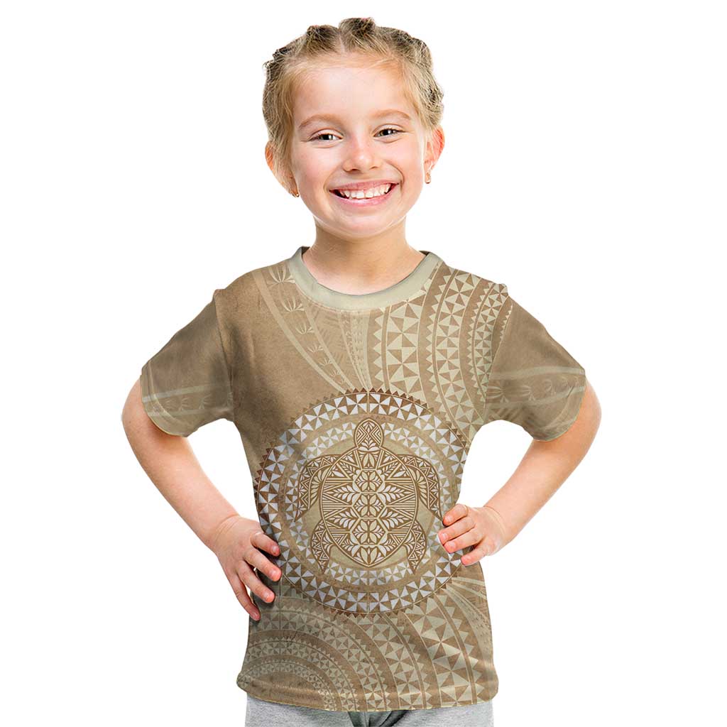 Tonga Ngatu Turtle Kid T Shirt Vintage Tongan Tapa Cloth