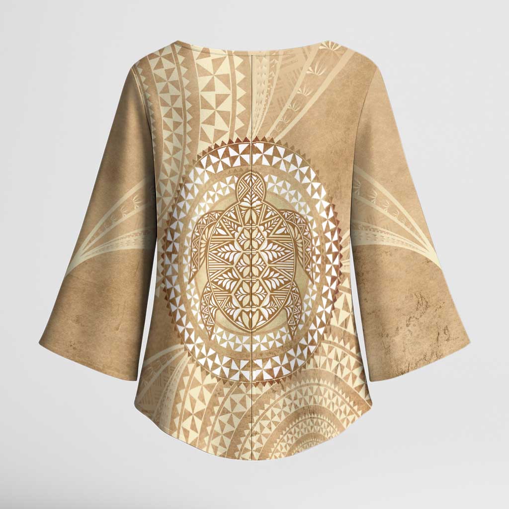 Tonga Ngatu Turtle Kimono Sleeve Blouse Vintage Tongan Tapa Cloth