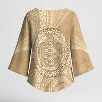 Tonga Ngatu Turtle Kimono Sleeve Blouse Vintage Tongan Tapa Cloth