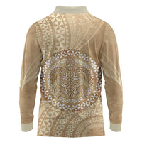 Tonga Ngatu Turtle Long Sleeve Polo Shirt Vintage Tongan Tapa Cloth LT14 - Polynesian Pride