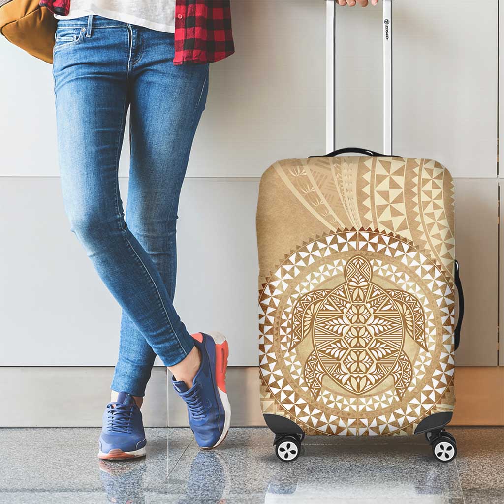 Tonga Ngatu Turtle Luggage Cover Vintage Tongan Tapa Cloth
