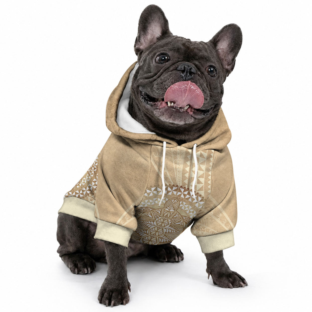 Tonga Ngatu Turtle Pet Hoodie Vintage Tongan Tapa Cloth