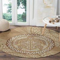 Tonga Ngatu Turtle Round Carpet Vintage Tongan Tapa Cloth