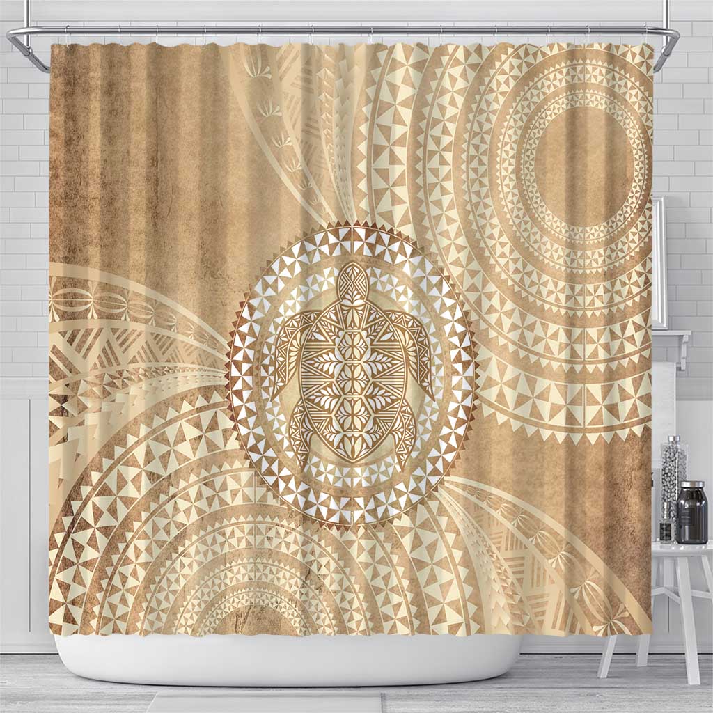 Tonga Ngatu Turtle Shower Curtain Vintage Tongan Tapa Cloth