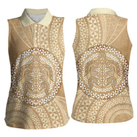 Tonga Ngatu Turtle Women Sleeveless Polo Shirt Vintage Tongan Tapa Cloth LT14 - Polynesian Pride