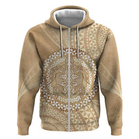 Tonga Ngatu Turtle Zip Hoodie Vintage Tongan Tapa Cloth LT14 Zip Hoodie Brown - Polynesian Pride