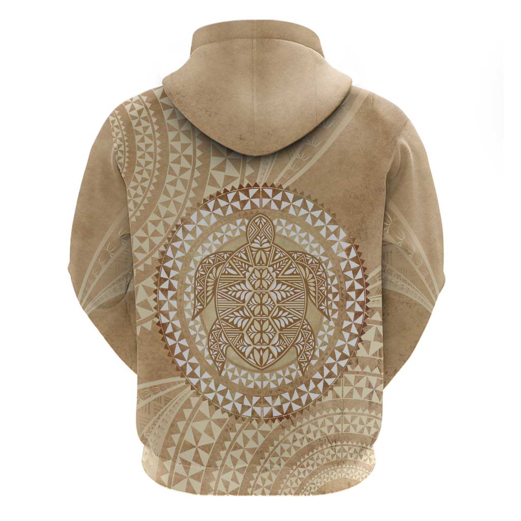 Tonga Ngatu Turtle Zip Hoodie Vintage Tongan Tapa Cloth LT14 - Polynesian Pride