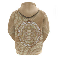 Tonga Ngatu Turtle Zip Hoodie Vintage Tongan Tapa Cloth LT14 - Polynesian Pride