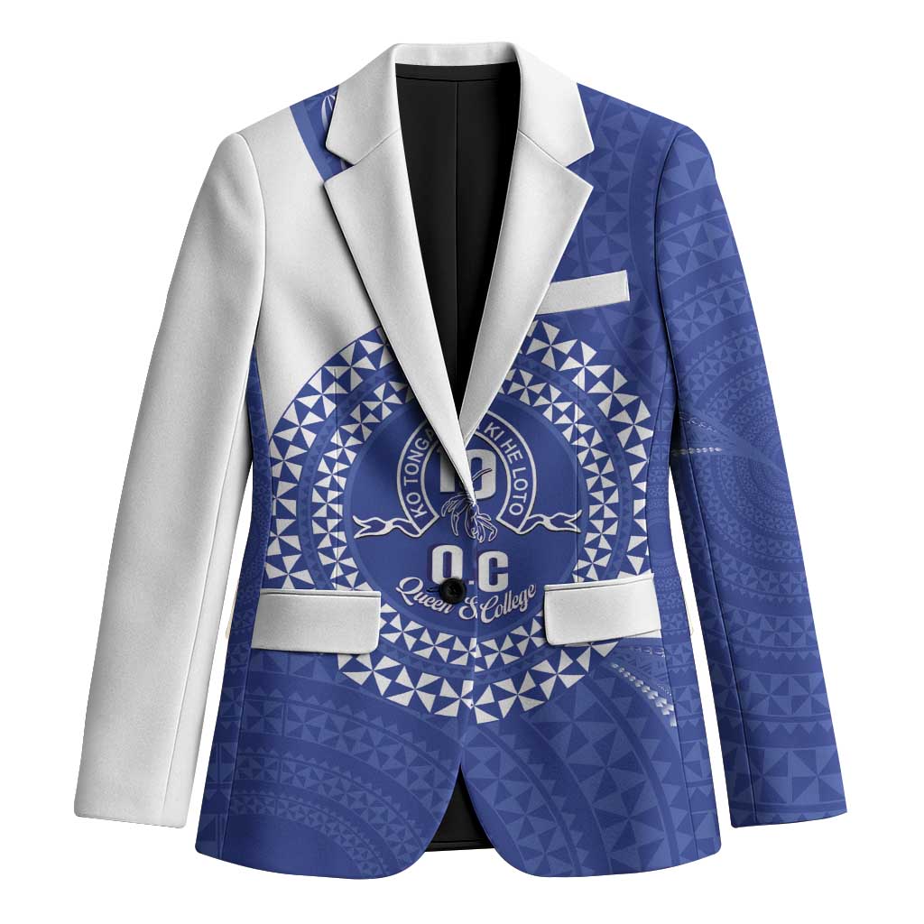 Queen Salote College 100th Anniversary Personalized Blazer Est 1926 Kolisi Fefine Tongan Ngatu Pattern LT14 Unisex Blue - Polynesian Pride