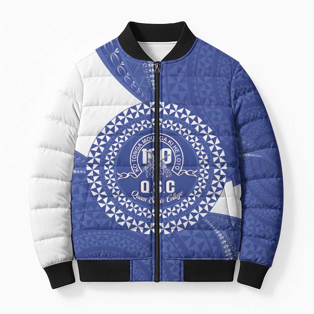 Queen Salote College 100th Anniversary Personalized Bomber Puffer Jacket Est 1926 Kolisi Fefine Tongan Ngatu Pattern