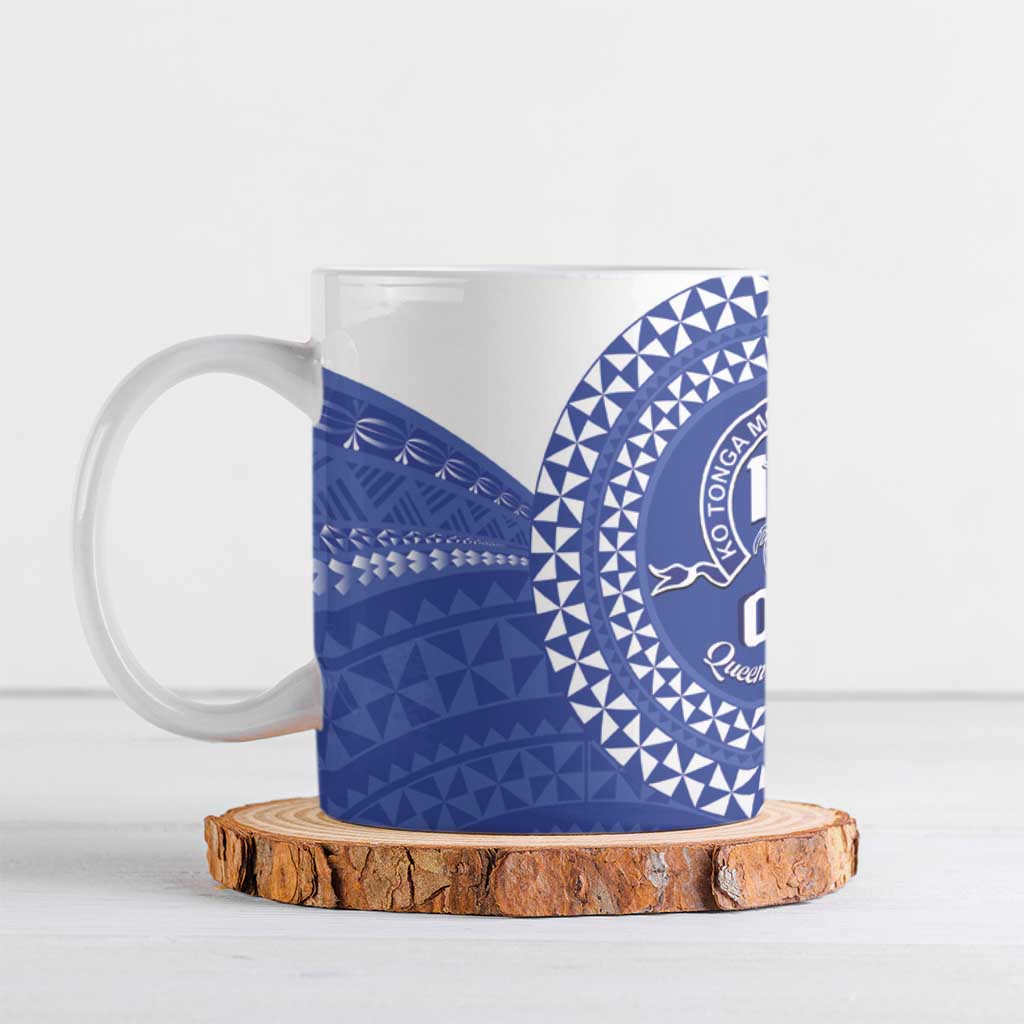 Queen Salote College 100th Anniversary Ceramic Mug Est 1926 Kolisi Fefine Tongan Ngatu Pattern LT14 Blue - Polynesian Pride
