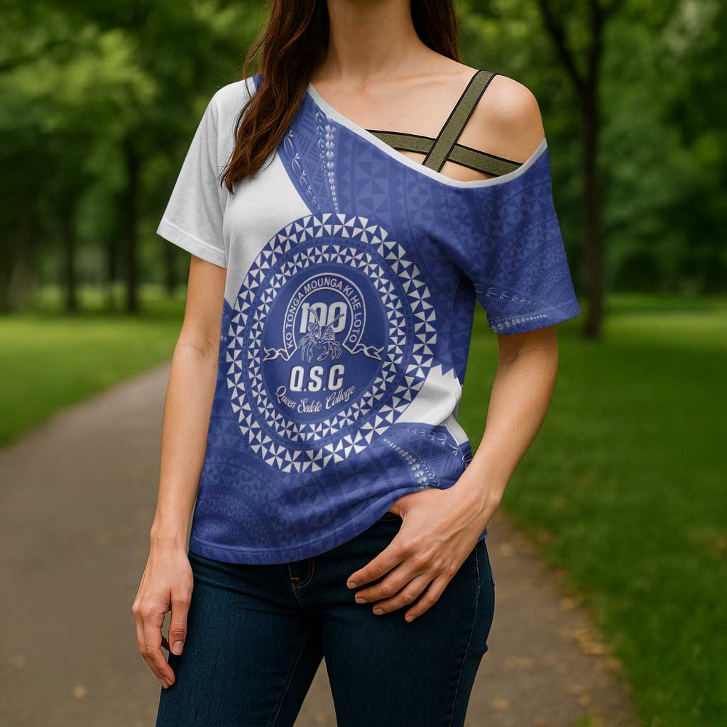 Queen Salote College 100th Anniversary Personalized Cross Shoulder Shirt Est 1926 Kolisi Fefine Tongan Ngatu Pattern LT14 - Polynesian Pride