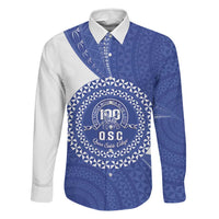 Queen Salote College 100th Anniversary Personalized Family Matching Mermaid Dress and Hawaiian Shirt Est 1926 Kolisi Fefine Tongan Ngatu Pattern LT14 Dad's Shirt - Long Sleeve Blue - Polynesian Pride
