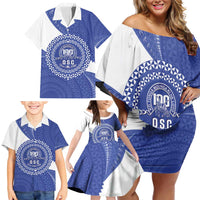 Queen Salote College 100th Anniversary Personalized Family Matching Off Shoulder Short Dress and Hawaiian Shirt Est 1926 Kolisi Fefine Tongan Ngatu Pattern LT14 - Polynesian Pride