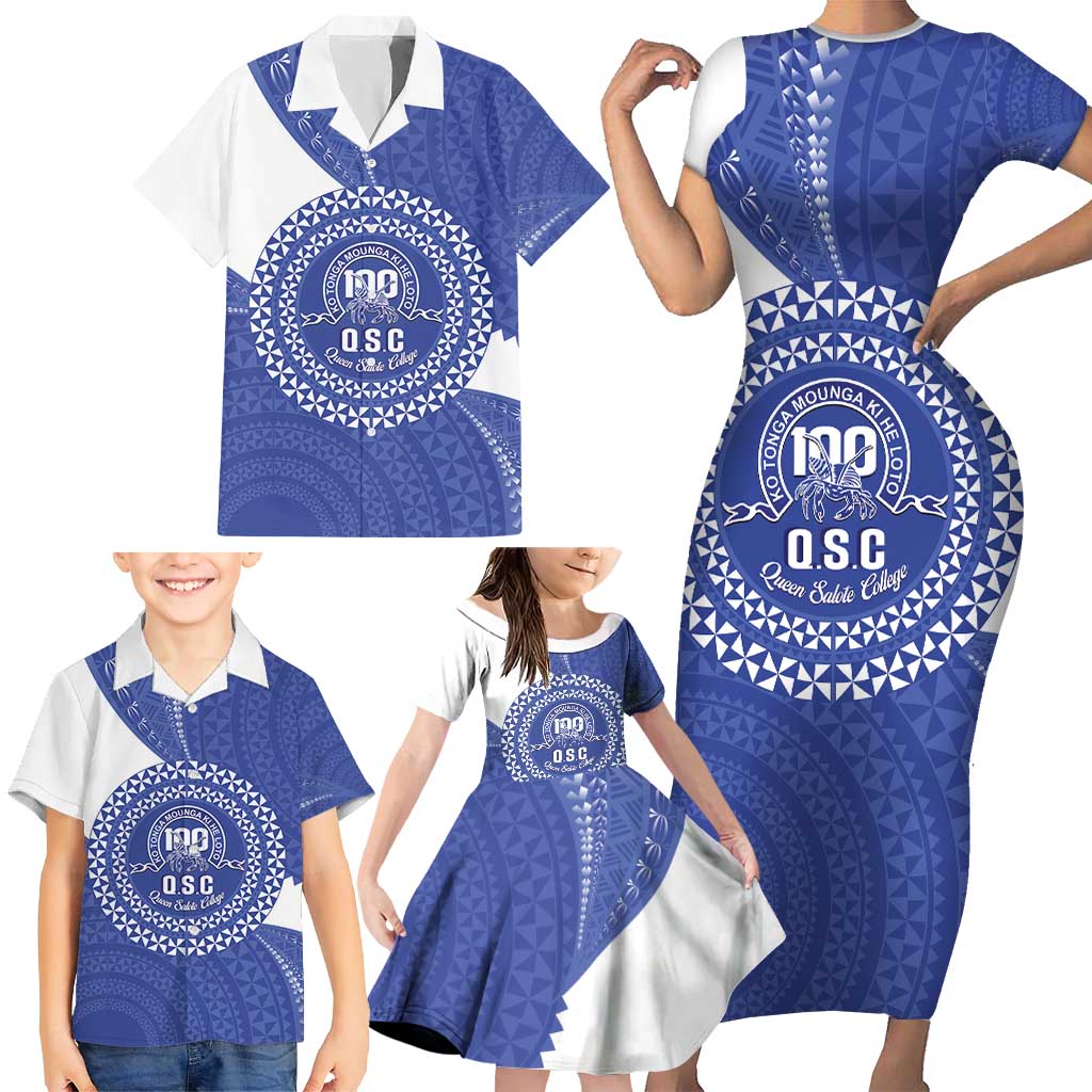Queen Salote College 100th Anniversary Personalized Family Matching Short Sleeve Bodycon Dress and Hawaiian Shirt Est 1926 Kolisi Fefine Tongan Ngatu Pattern LT14 - Polynesian Pride