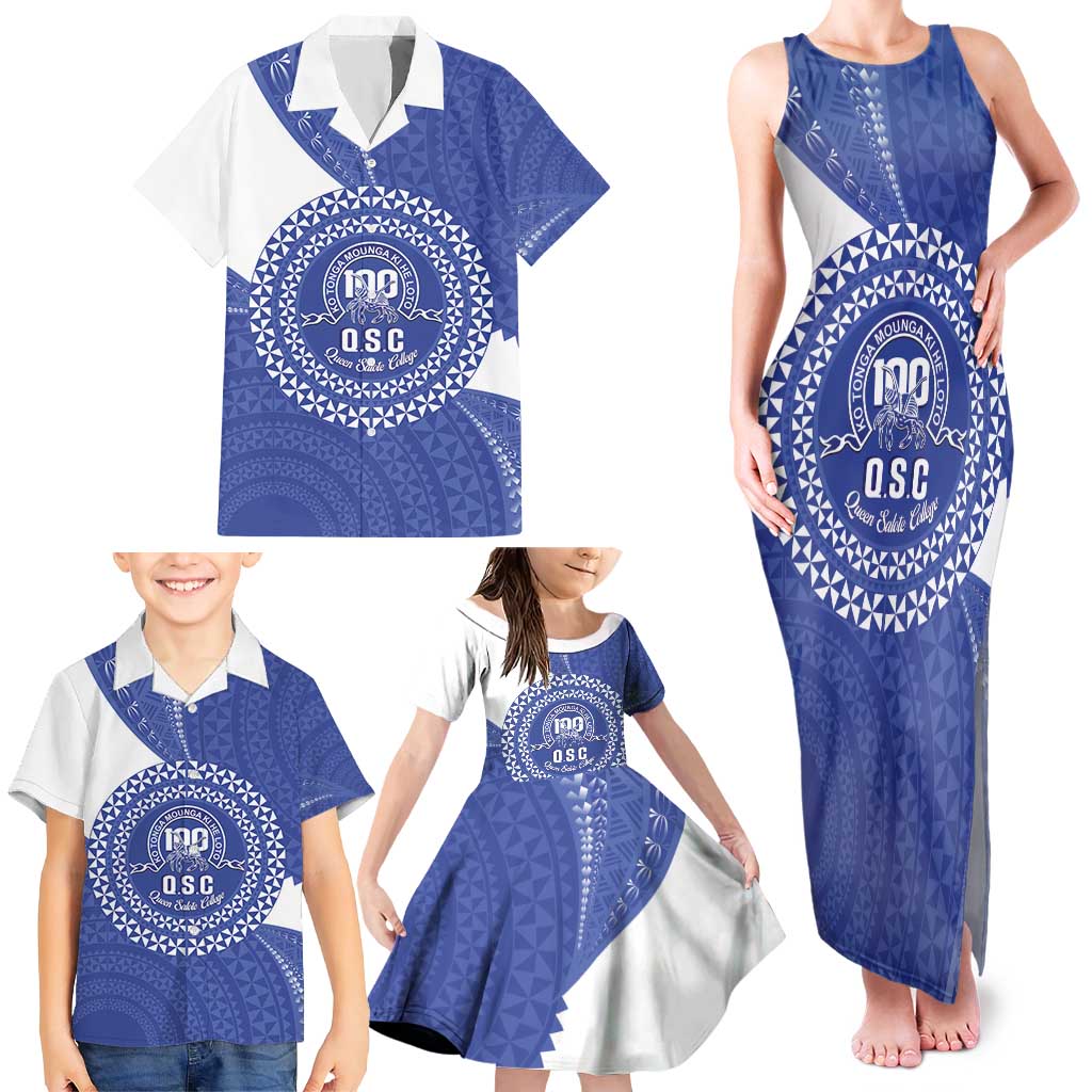 Queen Salote College 100th Anniversary Personalized Family Matching Tank Maxi Dress and Hawaiian Shirt Est 1926 Kolisi Fefine Tongan Ngatu Pattern LT14 - Polynesian Pride