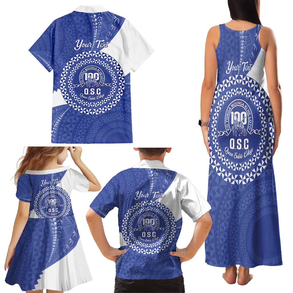 Queen Salote College 100th Anniversary Personalized Family Matching Tank Maxi Dress and Hawaiian Shirt Est 1926 Kolisi Fefine Tongan Ngatu Pattern LT14 - Polynesian Pride