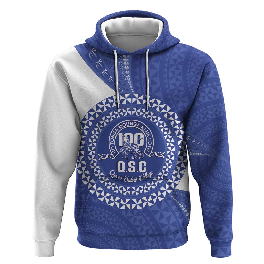 Queen Salote College 100th Anniversary Personalized Hoodie Est 1926 Kolisi Fefine Tongan Ngatu Pattern LT14 Pullover Hoodie Blue - Polynesian Pride
