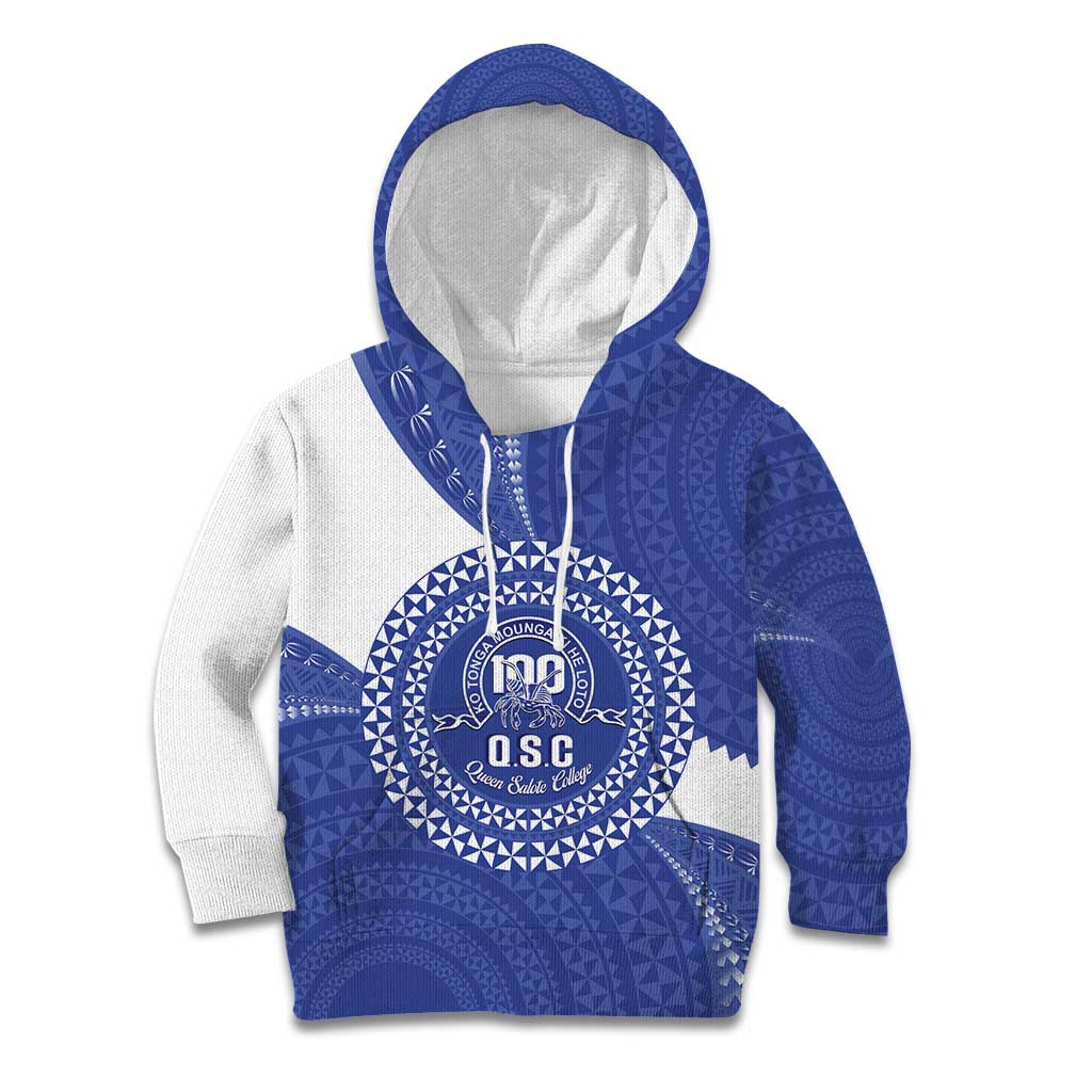 Queen Salote College 100th Anniversary Personalized Kid Hoodie Est 1926 Kolisi Fefine Tongan Ngatu Pattern LT14 Hoodie Blue - Polynesian Pride