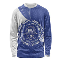 Queen Salote College 100th Anniversary Personalized Long Sleeve Shirt Est 1926 Kolisi Fefine Tongan Ngatu Pattern LT14 Unisex Blue - Polynesian Pride