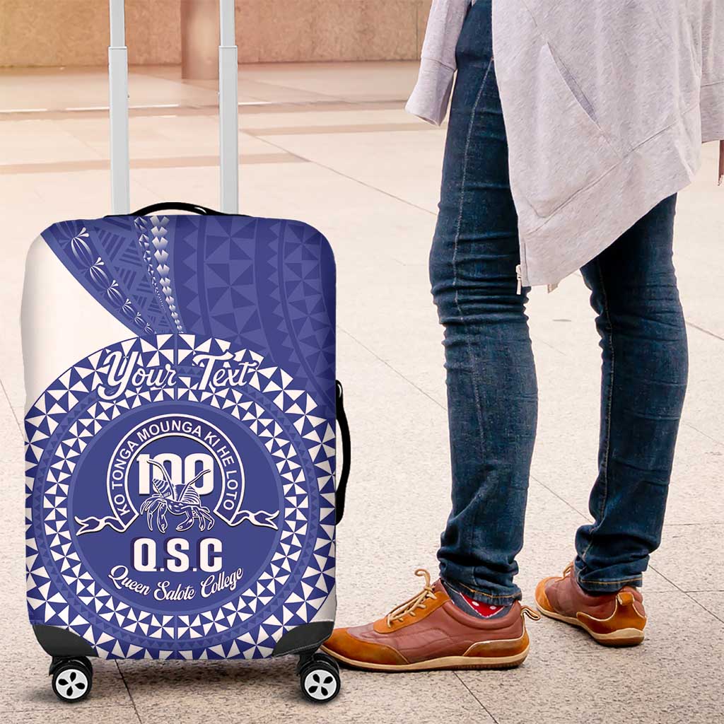 Queen Salote College 100th Anniversary Personalized Luggage Cover Est 1926 Kolisi Fefine Tongan Ngatu Pattern LT14 Blue - Polynesian Pride