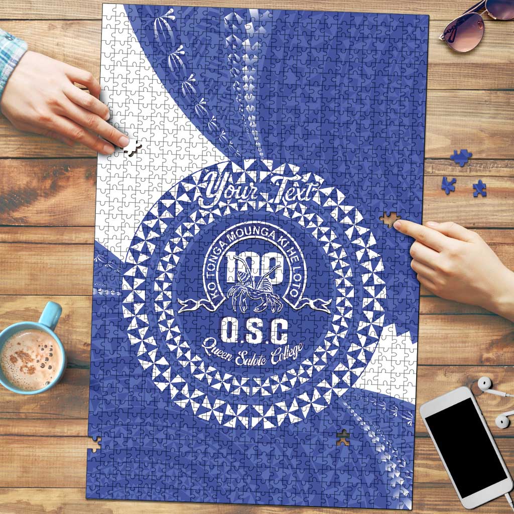 Queen Salote College 100th Anniversary Personalized Puzzle Est 1926 Kolisi Fefine Tongan Ngatu Pattern LT14 Blue - Polynesian Pride