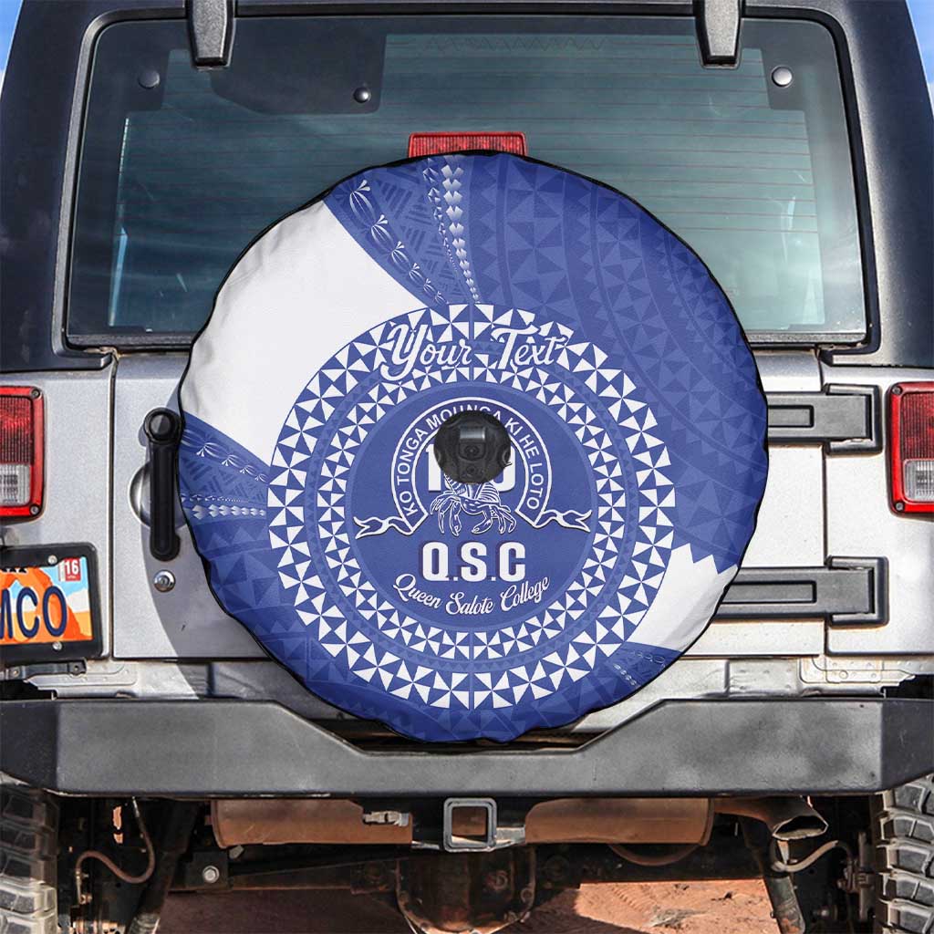 Queen Salote College 100th Anniversary Personalized Spare Tire Cover Est 1926 Kolisi Fefine Tongan Ngatu Pattern LT14 Blue - Polynesian Pride