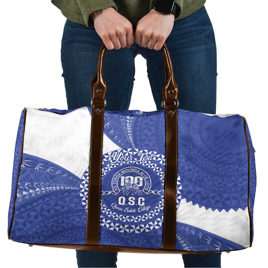 Queen Salote College 100th Anniversary Personalized Travel Bag Est 1926 Kolisi Fefine Tongan Ngatu Pattern LT14 Blue - Polynesian Pride