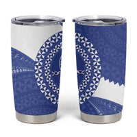 Queen Salote College 100th Anniversary Tumbler Cup Est 1926 Kolisi Fefine Tongan Ngatu Pattern LT14 Blue - Polynesian Pride