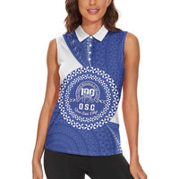Queen Salote College 100th Anniversary Personalized Women Sleeveless Polo Shirt Est 1926 Kolisi Fefine Tongan Ngatu Pattern LT14 - Polynesian Pride