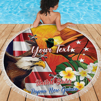 Personalised United States And Papua New Guinea Beach Blanket USA Eagle With PNG Bird Of Paradise LT14 - Polynesian Pride