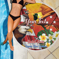 Personalised United States And Papua New Guinea Beach Blanket USA Eagle With PNG Bird Of Paradise LT14 - Polynesian Pride