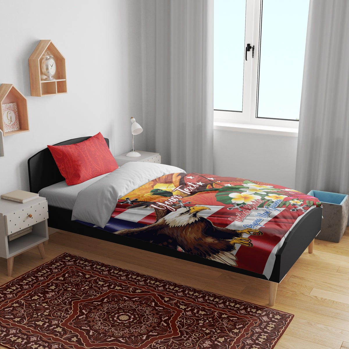 Personalised United States And Papua New Guinea Bedding Set USA Eagle With PNG Bird Of Paradise LT14 - Polynesian Pride