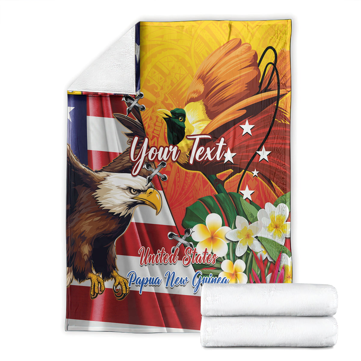 Personalised United States And Papua New Guinea Blanket USA Eagle With PNG Bird Of Paradise LT14 - Polynesian Pride