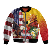 Personalised United States And Papua New Guinea Bomber Jacket USA Eagle With PNG Bird Of Paradise LT14 Unisex Red - Polynesian Pride