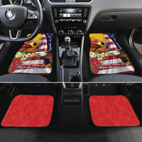 Personalised United States And Papua New Guinea Car Mats USA Eagle With PNG Bird Of Paradise LT14 Set 4pcs Red - Polynesian Pride