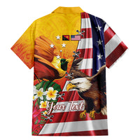 Personalised United States And Papua New Guinea Family Matching Mermaid Dress and Hawaiian Shirt USA Eagle With PNG Bird Of Paradise LT14 - Polynesian Pride