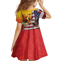 Personalised United States And Papua New Guinea Family Matching Off The Shoulder Long Sleeve Dress and Hawaiian Shirt USA Eagle With PNG Bird Of Paradise LT14 - Polynesian Pride