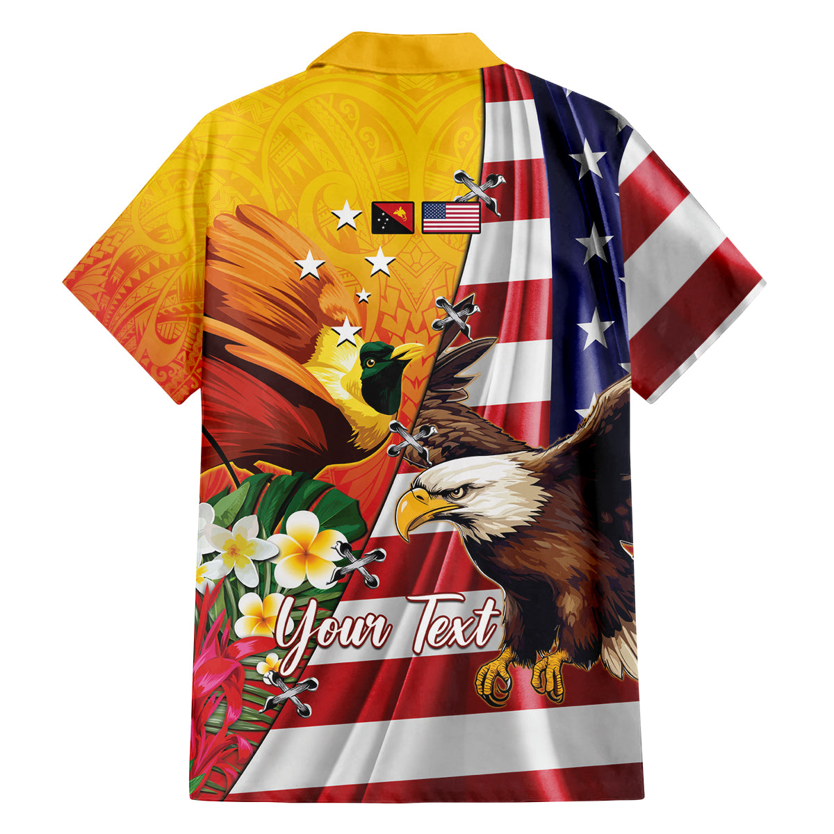 Personalised United States And Papua New Guinea Family Matching Puletasi and Hawaiian Shirt USA Eagle With PNG Bird Of Paradise LT14 - Polynesian Pride