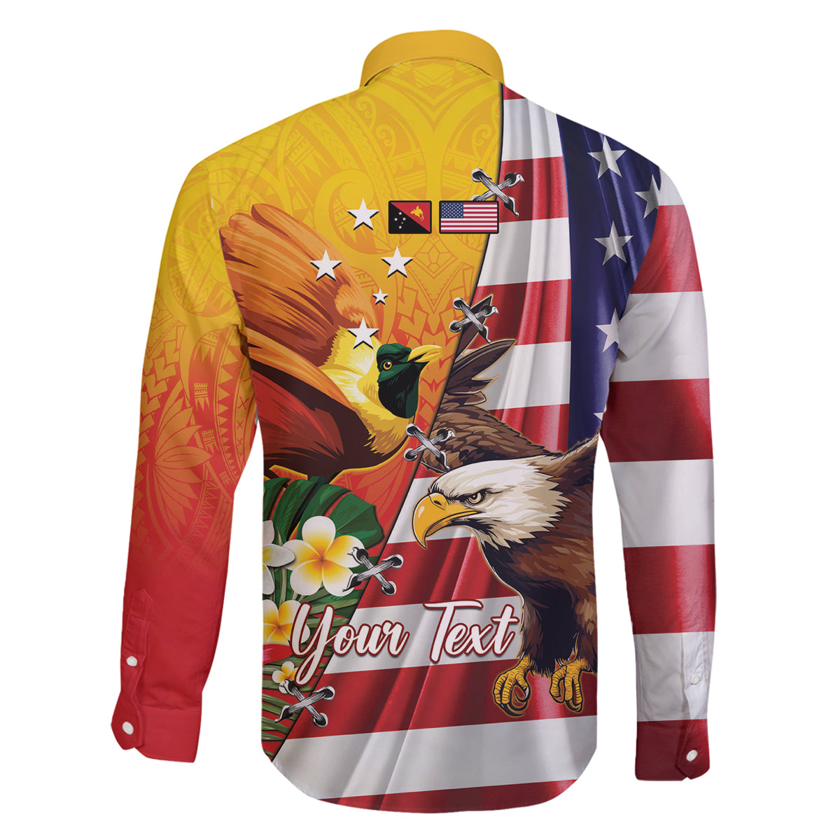 Personalised United States And Papua New Guinea Family Matching Tank Maxi Dress and Hawaiian Shirt USA Eagle With PNG Bird Of Paradise LT14 - Polynesian Pride