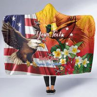 Personalised United States And Papua New Guinea Hooded Blanket USA Eagle With PNG Bird Of Paradise LT14 - Polynesian Pride