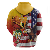 Personalised United States And Papua New Guinea Hoodie USA Eagle With PNG Bird Of Paradise LT14 - Polynesian Pride