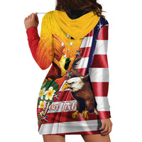 Personalised United States And Papua New Guinea Hoodie Dress USA Eagle With PNG Bird Of Paradise LT14 - Polynesian Pride