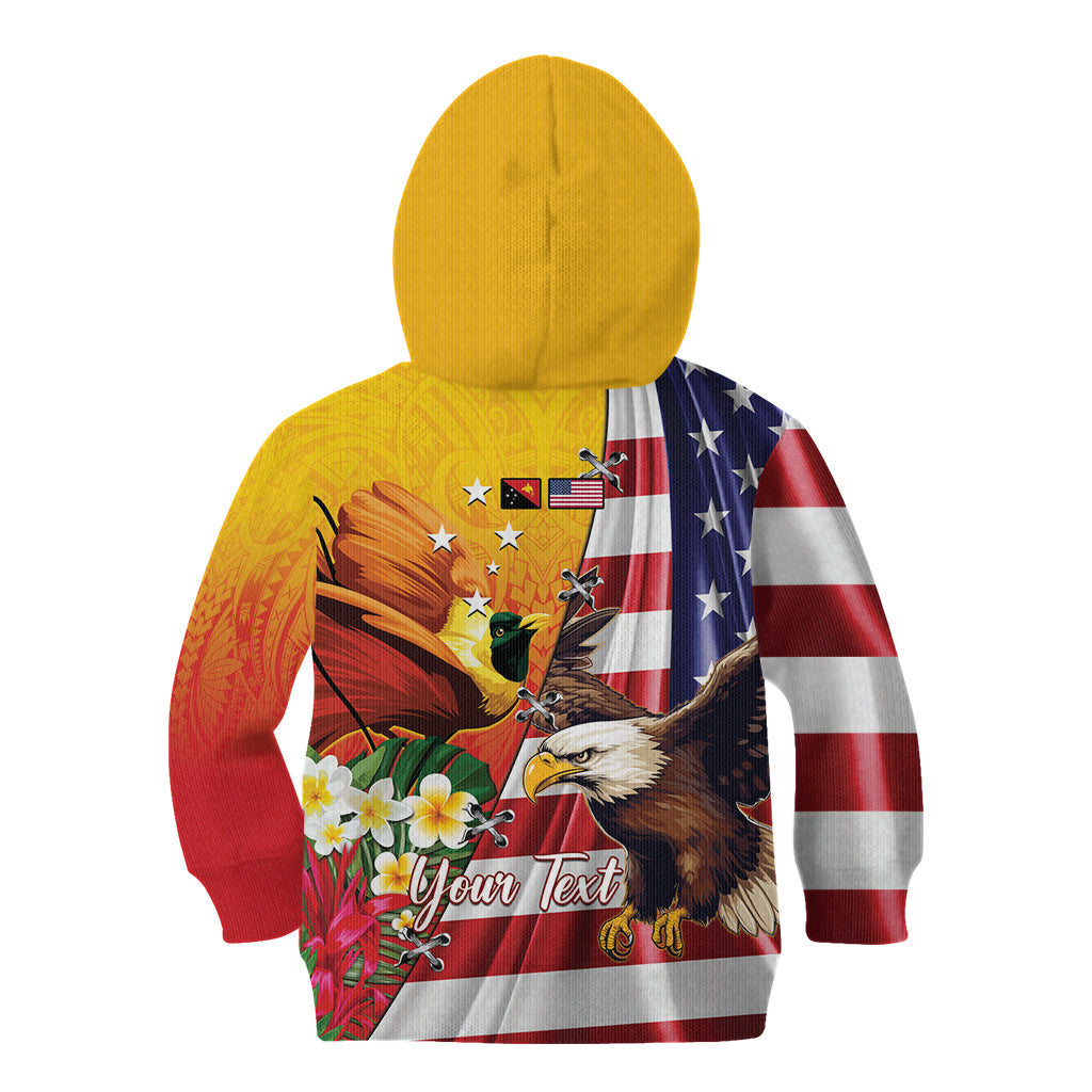 Personalised United States And Papua New Guinea Kid Hoodie USA Eagle With PNG Bird Of Paradise LT14 - Polynesian Pride