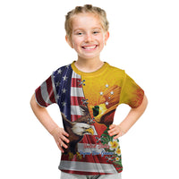 Personalised United States And Papua New Guinea Kid T Shirt USA Eagle With PNG Bird Of Paradise LT14 Red - Polynesian Pride