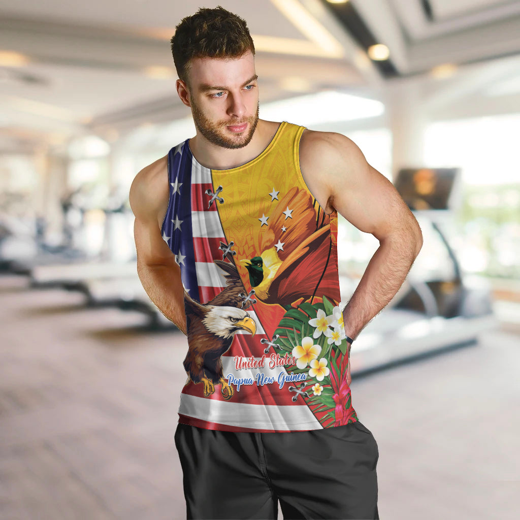 Personalised United States And Papua New Guinea Men Tank Top USA Eagle With PNG Bird Of Paradise LT14 Red - Polynesian Pride