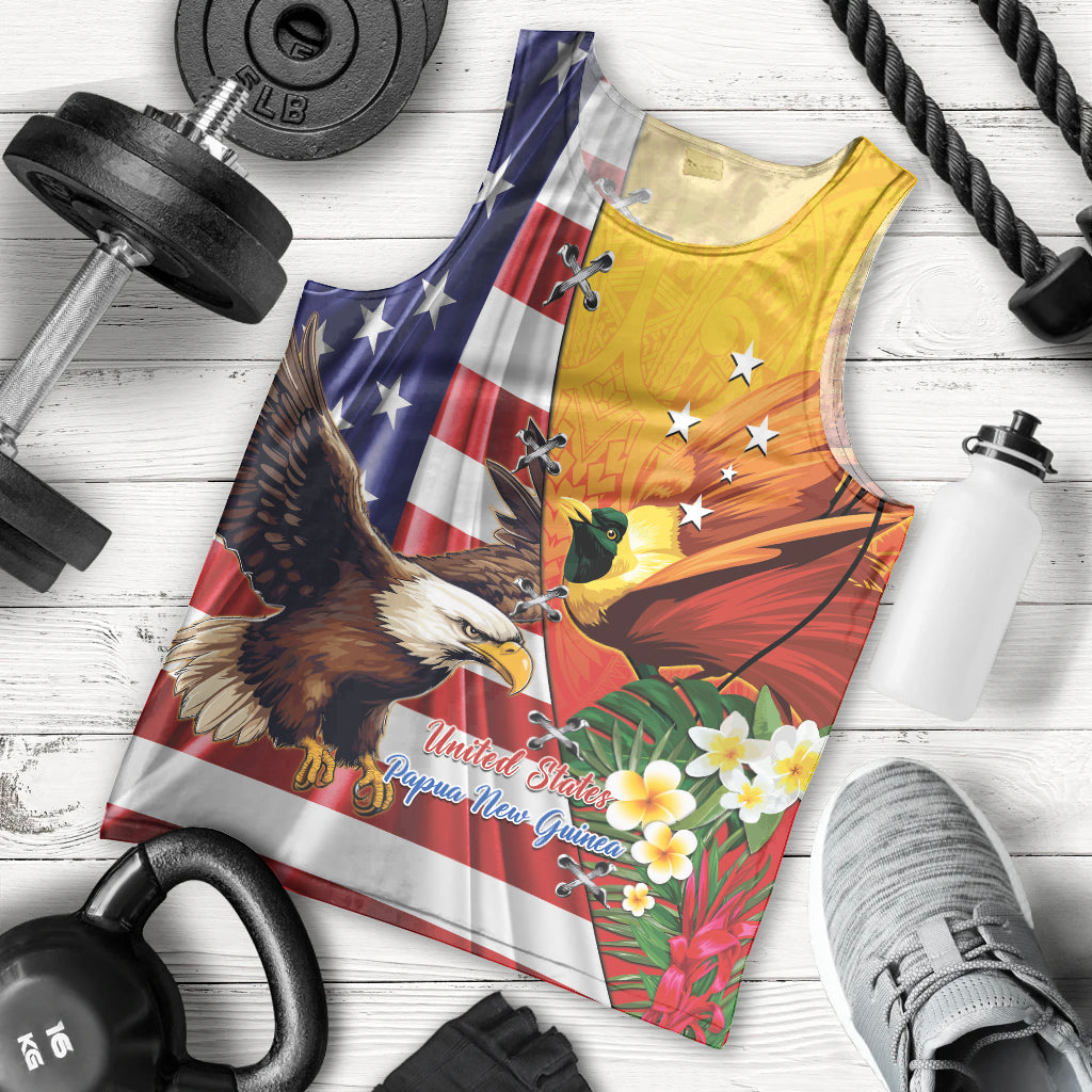 Personalised United States And Papua New Guinea Men Tank Top USA Eagle With PNG Bird Of Paradise LT14 - Polynesian Pride