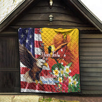 Personalised United States And Papua New Guinea Quilt USA Eagle With PNG Bird Of Paradise LT14 - Polynesian Pride
