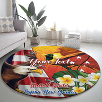 Personalised United States And Papua New Guinea Round Carpet USA Eagle With PNG Bird Of Paradise LT14 - Polynesian Pride